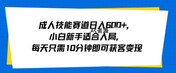 成人技能赛道日入多张，小白新手适合入局，每天只需10分钟即可获客变现