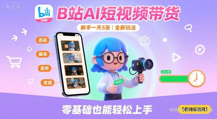 B站AI短视频带货，新手一天5张，全新玩法【保姆级教程】