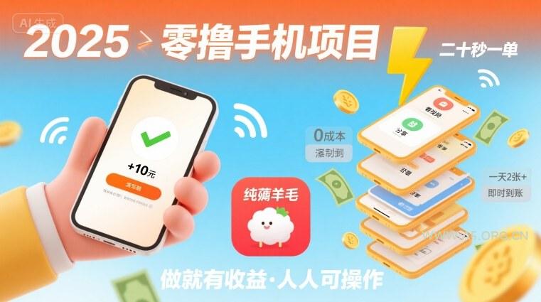 2025年零撸手机项目，二十秒一单，纯薅羊毛 一天2张+做就有