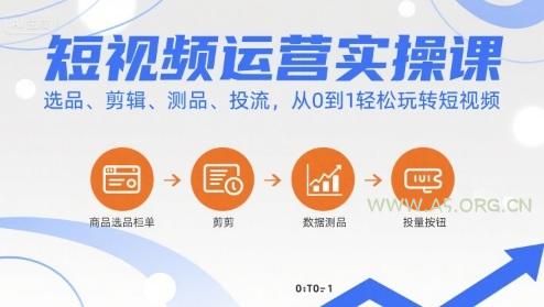 短视频运营实操课，选品、剪辑、测品、投流，从0到1轻松玩转短视频