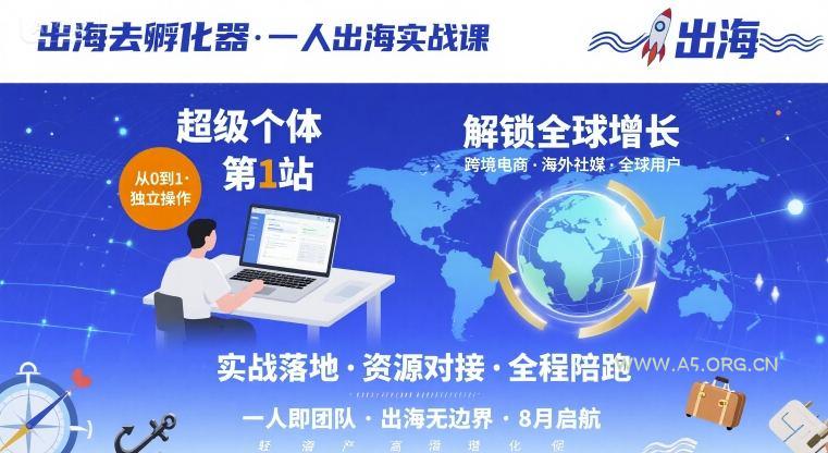 出海去孵化器，一人出海实战课，​超级个体第1站，解锁全球增长