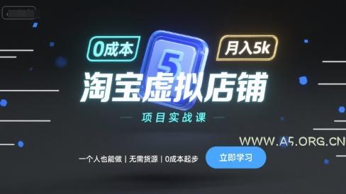 淘宝虚拟店铺项目实战课，一个人也能做，无需货源、0成本起步，月入5k