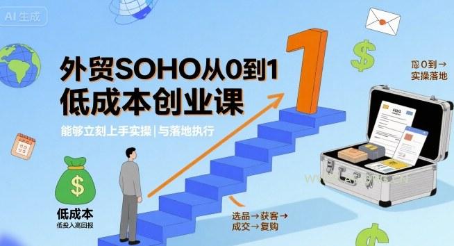 外贸SOHO从0到1低成本创业课，能够立刻上手实操与落地执行