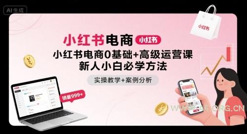 小红书电商0基础+高级运营课,新人小白必学方法,实操教学+案例分析