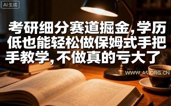 考研细分赛道掘金，日入1k+，学历低也能轻松做保姆式手把手教学，不做真的亏大了【揭秘】