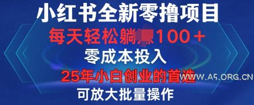 小红书全新纯零撸项目，只要有号就能玩，可放大批量操作，轻松日入100+【揭秘】