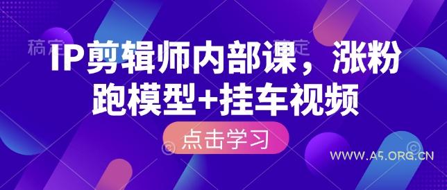 IP剪辑师内部课，涨粉跑模型+挂车视频