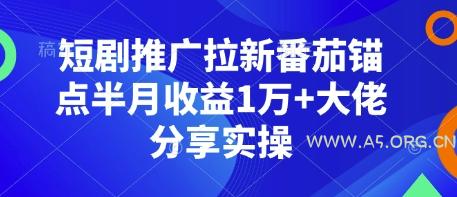 短剧推广拉新番茄锚点半月收益1万+大佬分享实操