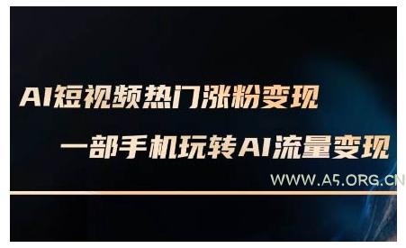 AI短视频热门涨粉变现课，AI数字人制作短视频超级变现实操课，一部手机玩转短视频变现