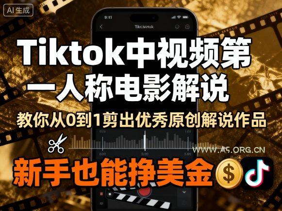 Tiktok中视频第一人称电影解说，教你从0到1剪出一个优秀的原创解说作品，新手也能挣美金