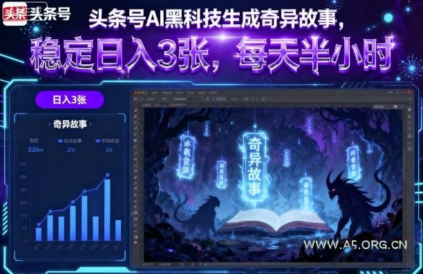 头条号AI黑科技生成奇异故事，稳定日入3张，每天半小时