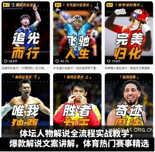 体坛人物解说全流程实战教学，爆款解说文案讲解，体育热门赛事精选