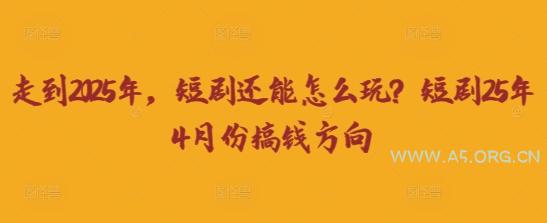 走到2025年，短剧还能怎么玩？短剧25年4月份搞钱方向