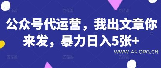 公众号代运营，我出文章你来发，暴力日入5张+【揭秘】