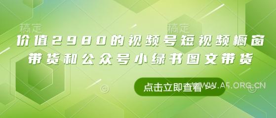 价值2980的视频号短视频橱窗带货和公众号小绿书图文带货