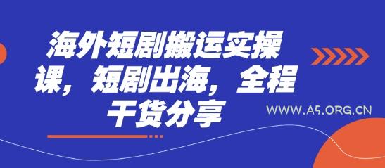 海外短剧搬运实操课，短剧出海，全程干货分享
