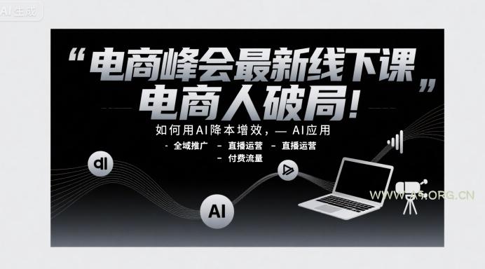 电商峰会最新线下课,电商人破局,如何用AI降本增效,AI应用-全域推广-直播运营-付费流量