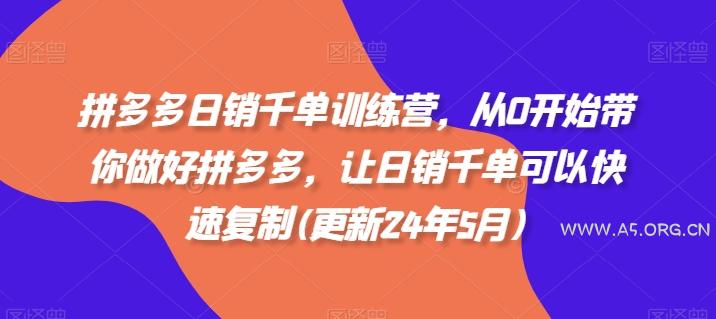 拼多多日销千单训练营,从0开始带你做好拼多多,让日销千单可以快速复制(更新25年6月)