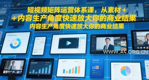 短视频矩阵运营体系课，从素材+内容生产角度快速放大你的商业结果