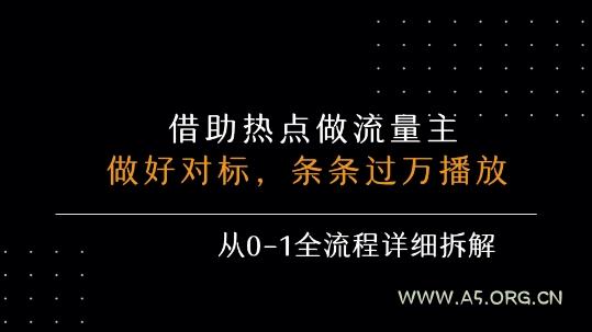 借力热点，乘顺风车玩流量主，条条过万播放， 每月收益5k+，从0-1全流程详细拆解