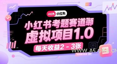 小红书考题赛道虚拟项目1.0，项目操作简单，每天收益2-3张