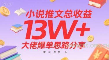 小说推文总收益13W+大佬爆单思路分享,常青树项目