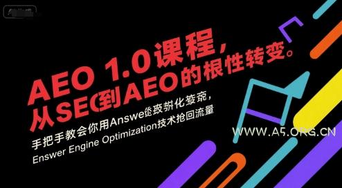 AEO 1.0 课程，从SEO到AE0的基命性转变，手把手教会你用AnswerEngineOptimization技术抢回流量