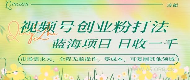 视频号创业粉打法，日入1k，蓝海项目，市场需求大，全程无脑操作，可复制
