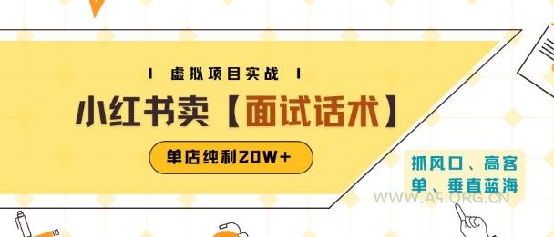 小红书虚拟项目掘金，卖面试话术资料，单店纯利20W+(附爆款笔记制作方法)