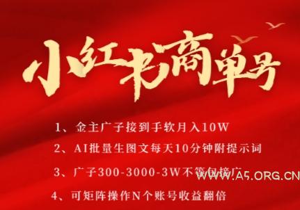 小红书商单号,AI轻松制作PLOG图文,商单接到手软3张-3k一条,每天轻松十分钟,矩阵n个账号,月入几个W