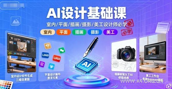AI设计基础课,室内、平面、插画、摄影、美工设计师必学的