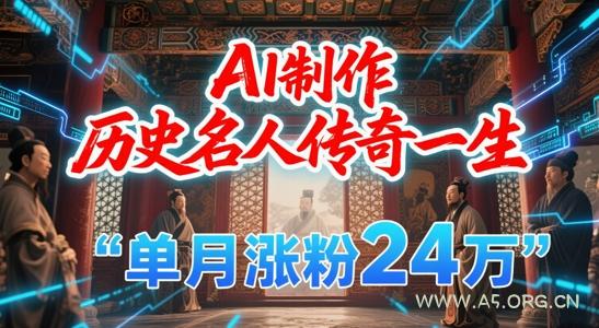 暴力起号！用AI制作历史名人传奇一生，单月涨粉24W，涨粉+变现赛道黑马来了