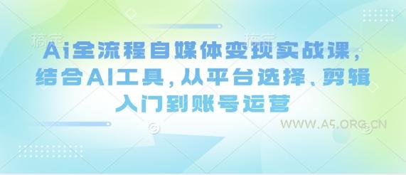 Ai全流程自媒体变现实战课,结合AI工具,从平台选择、剪辑入门到账号运营
