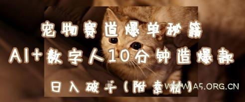 宠物赛道爆单秘籍：AI+数字人10分钟造爆款，日入1k