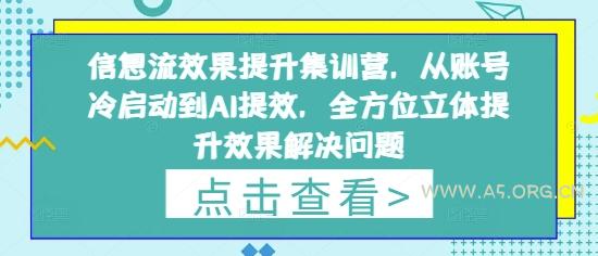 信息流效果提升集训营，从账号冷启动到AI提效，全方位立体提升效果解决问题