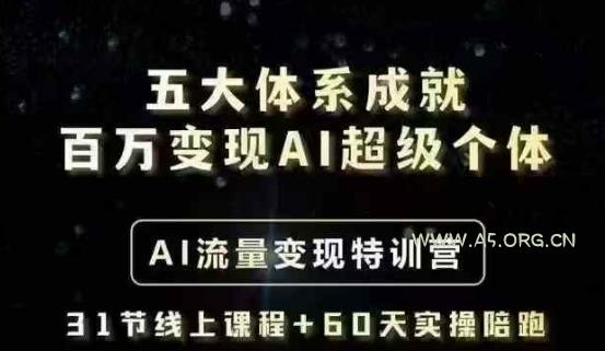 五大体系成就百万变现AI超级个体- AI流量变现特训营,一步一步教你一个人怎么年入百W