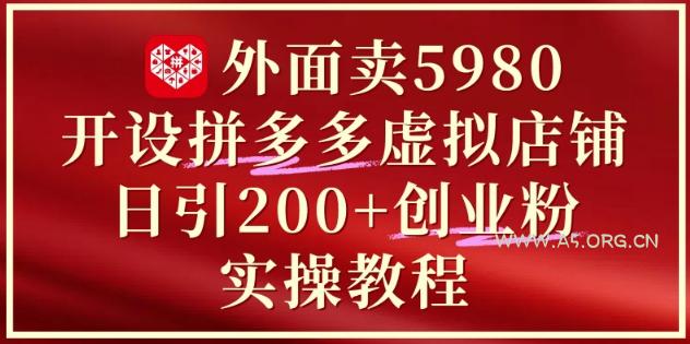 外面卖5980开设拼多多虚拟店铺:单日引流200+创业付费粉实战教程