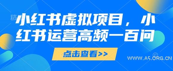 小红书虚拟项目，小红书运营高频一百问【文档】