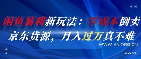 闲鱼暴利新玩法：零成本倒卖京东货源，月入过1W真不难