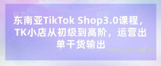 东南亚TikTok Shop3.0课程,TK小店从初级到高阶,运营出单干货输出