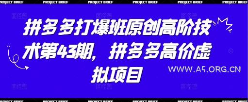 拼多多打爆班原创高阶技术第43期，拼多多高价虚拟项目