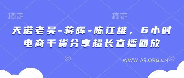 天诺老吴-蒋晖-陈江雄，6小时电商干货分享超长直播回放