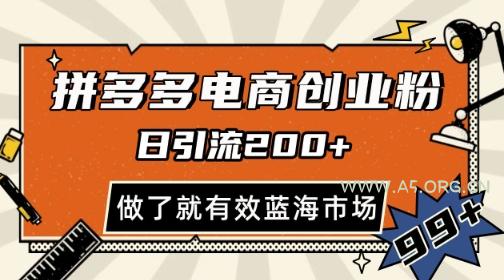 拼多多引流电商创业粉，日引200+，可矩阵放大，做了就有效【揭秘】