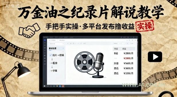 万金油之纪录片解说教学,手把手教你,完全实操,多平台发布撸收益