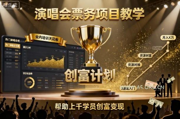 演唱会票务项目教学，业内培训天花板，帮助上千学员创富变现