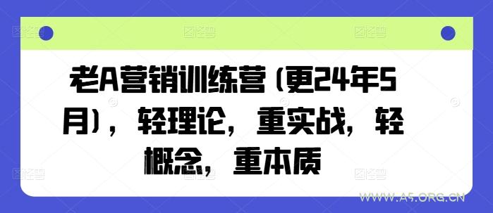 老A营销训练营(更25年10月),轻理论,重实战,轻概念,重本质
