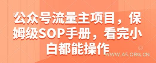 公众号流量主项目，保姆级SOP手册，看完小白都能操作