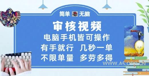 审核视频，电脑手机皆可操作，有手就行，几秒一单，不限单量，多劳多得【揭秘】