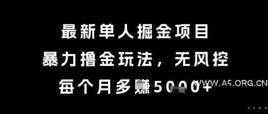 最新单人掘金项目，暴力撸金玩法，无风控，每个月多挣5k+【揭秘】