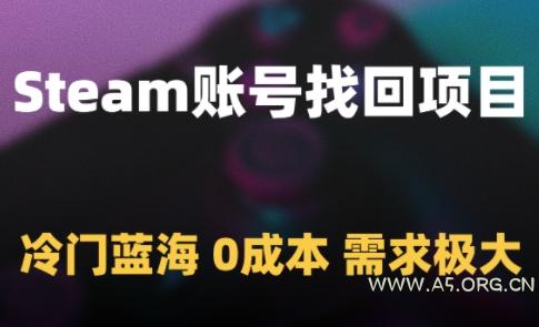 Steam账号找回项目，冷门蓝海，0成本，需求极大